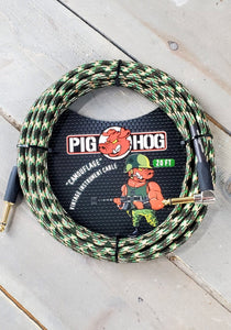 Pig Hog Woven Camo 20FT 1/4" angled Instrument cable