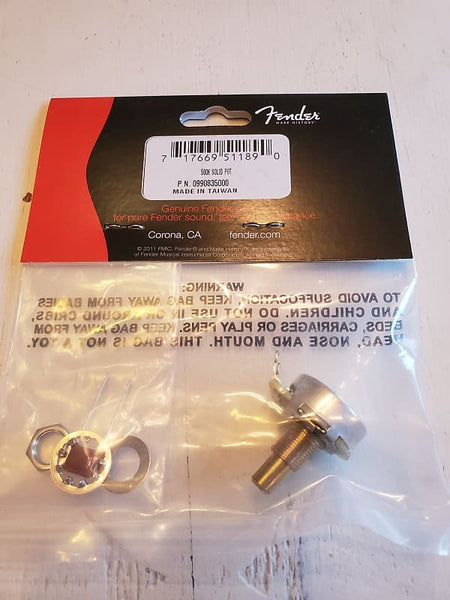 Fender 500K Solid Shaft Potentiometer (Vol. or Tone) - Chrome