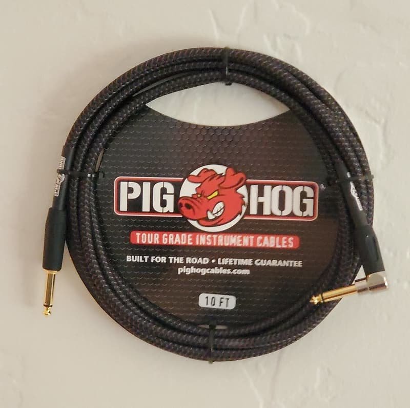 Pig Hog PCH10BK 10 ' 1/4 to  Angle Instrument cable